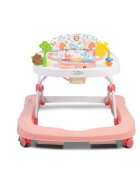 MONI Premergator pentru copii Zoo Pink 2-in-1 transformabil in antepremergatorroti pivotantepliere compactapanou interactiv cu muzica si jucarii