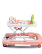 MONI Premergator pentru copii Zoo Pink 2-in-1 transformabil in antepremergatorroti pivotantepliere compactapanou interactiv cu muzica si jucarii