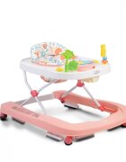 MONI Premergator pentru copii Zoo Pink 2-in-1 transformabil in antepremergatorroti pivotantepliere compactapanou interactiv cu muzica si jucarii