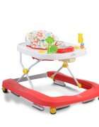 MONI Premergator pentru copii Zoo Red 2-in-1 transformabil in antepremergatorroti pivotantepliere compactapanou interactiv cu muzica si jucarii
