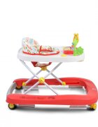 MONI Premergator pentru copii Zoo Red 2-in-1 transformabil in antepremergatorroti pivotantepliere compactapanou interactiv cu muzica si jucarii