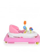 MONI Premergator pliabil pentru copii Eko Pink cu inaltime sezut reglabilspatar inalt si confortabilpanou cu jucariiroti pivotante si protectii cauciucate siguranta praguri