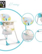 MONI Scaun de masa copii Cangaroo Hunny Blue cu pliere compacta6 pozitii reglare inaltimecentura de sigurantahusa impermeabila si cos jucarii