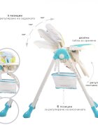 MONI Scaun de masa copii Cangaroo Hunny Blue cu pliere compacta6 pozitii reglare inaltimecentura de sigurantahusa impermeabila si cos jucarii