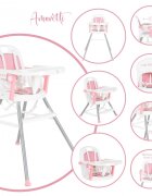 MONI Scaun de masa pentru bebelusi Amaretti Roz multifunctional 3in1functie booster si scaunelmasuta reglabilahusa piele ecologicasuport picioare reglabilcenturi de siguranta