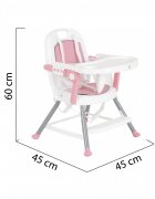 MONI Scaun de masa pentru bebelusi Amaretti Roz multifunctional 3in1functie booster si scaunelmasuta reglabilahusa piele ecologicasuport picioare reglabilcenturi de siguranta