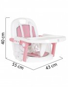 MONI Scaun de masa pentru bebelusi Amaretti Roz multifunctional 3in1functie booster si scaunelmasuta reglabilahusa piele ecologicasuport picioare reglabilcenturi de siguranta
