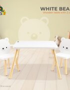 MONI Set masuta si 2 scaunele din lemn si MDF pentru copii White Bears cu picioare antiderapantemargini rotunjiteusor de curatatpotrivit pentru masadesenactivitatiscrieredimensiune masa 62.2x62.2x42.2 cm