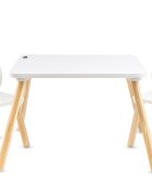 MONI Set masuta si 2 scaunele din lemn si MDF pentru copii White Bears cu picioare antiderapantemargini rotunjiteusor de curatatpotrivit pentru masadesenactivitatiscrieredimensiune masa 62.2x62.2x42.2 cm