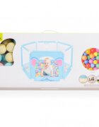 MONI Tarc de joaca pliabil 146x146cmfereastra de acces cu fermoarcos de baschet si 50bile multicolore incluse Iepuras Roz