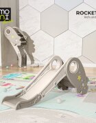 MONI Tobogan pentru copii Rocket Grey cu design pliabil manere sustinere margini rotunjite lungime panta alunecare 108 cm utilizare interiorexterior greutate admisa 25 kg