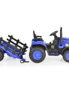 MONI Tractor electric pentru copii Rancher Blue 70W cu remorca si telecomanda pornire la buton Panou audio lumini si claxon
