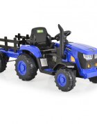 MONI Tractor electric pentru copii Rancher Blue 70W cu remorca si telecomanda pornire la buton Panou audio lumini si claxon