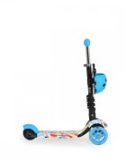 MONI Trotineta evolutiva Scooter 3in1 cu maner parentalviraj intuitivinaltime ghidon reglabila pe 3 nivelebaza antiderapantascaunel cu spatarroti PU cu lumini si cosulet Lollipop Blue