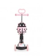 MONI Trotineta evolutiva Scooter 3in1 cu maner parentalviraj intuitivinaltime ghidon reglabila pe 3 nivelebaza antiderapantascaunel cu spatarroti PU cu lumini si cosulet Lollipop Pink