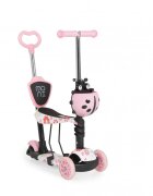 MONI Trotineta evolutiva Scooter 3in1 cu maner parentalviraj intuitivinaltime ghidon reglabila pe 3 nivelebaza antiderapantascaunel cu spatarroti PU cu lumini si cosulet Lollipop Pink