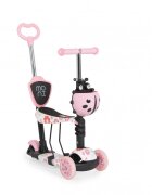 MONI Trotineta evolutiva Scooter 3in1 cu maner parentalviraj intuitivinaltime ghidon reglabila pe 3 nivelebaza antiderapantascaunel cu spatarroti PU cu lumini si cosulet Lollipop Pink