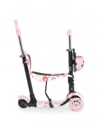 MONI Trotineta evolutiva Scooter 3in1 cu maner parentalviraj intuitivinaltime ghidon reglabila pe 3 nivelebaza antiderapantascaunel cu spatarroti PU cu lumini si cosulet Lollipop Pink