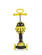 MONI Trotineta evolutiva Scooter 3in1 cu maner parentalviraj intuitivinaltime ghidon reglabila pe 3 nivelebaza antiderapantascaunel cu spatarroti PU cu lumini si cosulet Lollipop Yellow