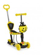 MONI Trotineta evolutiva Scooter 3in1 cu maner parentalviraj intuitivinaltime ghidon reglabila pe 3 nivelebaza antiderapantascaunel cu spatarroti PU cu lumini si cosulet Lollipop Yellow