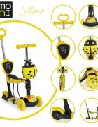 MONI Trotineta evolutiva Scooter 3in1 cu maner parentalviraj intuitivinaltime ghidon reglabila pe 3 nivelebaza antiderapantascaunel cu spatarroti PU cu lumini si cosulet Lollipop Yellow