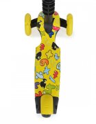 MONI Trotineta evolutiva Scooter 3in1 cu maner parentalviraj intuitivinaltime ghidon reglabila pe 3 nivelebaza antiderapantascaunel cu spatarroti PU cu lumini si cosulet Lollipop Yellow