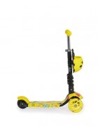 MONI Trotineta evolutiva Scooter 3in1 cu maner parentalviraj intuitivinaltime ghidon reglabila pe 3 nivelebaza antiderapantascaunel cu spatarroti PU cu lumini si cosulet Lollipop Yellow