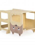 MONI Turn de invatare 3in1 din lemn pentru copii Montessori Learning Tower multifunctionalConstructie usoara si stabilatransformabil in Masuta sau Tabla neagra pentru desen