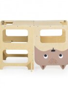MONI Turn de invatare 3in1 din lemn pentru copii Montessori Learning Tower multifunctionalConstructie usoara si stabilatransformabil in Masuta sau Tabla neagra pentru desen