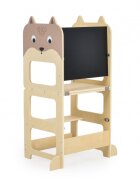 MONI Turn de invatare 3in1 din lemn pentru copii Montessori Learning Tower multifunctionalConstructie usoara si stabilatransformabil in Masuta sau Tabla neagra pentru desen