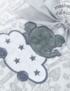Mother's Choice Paturica bebe din fleece cu broderie elefantel gri