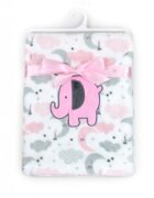 Mother's Choice Paturica bebe din fleece cu broderie elefantel roz