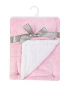 Mother's Choice Paturica pufoasa cu 2 fete pentru bebelusi 91 x 76 cm - alb si roz