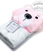 Mother's Choice Prosop bebe cu gluga din bumbac ursulet roz