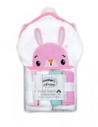 Mother's Choice Set cadou bebelusi cu 4 mini prosopele si prosop cu gluga din bumbac iepuras