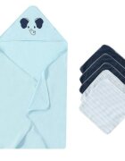 Mother's Choice Set cadou bebelusi cu 5 mini prosopele si prosop cu gluga elefant