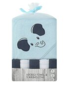 Mother's Choice Set cadou bebelusi cu 5 mini prosopele si prosop cu gluga elefant