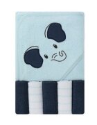 Mother's Choice Set cadou bebelusi cu 5 mini prosopele si prosop cu gluga elefant