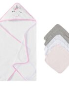 Mother's Choice Set cadou bebelusi cu 5 mini prosopele si prosop cu gluga unicorn