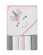 Mother's Choice Set cadou bebelusi cu 5 mini prosopele si prosop cu gluga unicorn