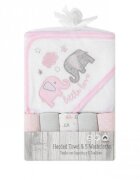 Mother's Choice Set cadou bebelusi cu 5 mini prosopele si prosop de baie cu gluga Little Love
