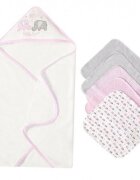 Mother's Choice Set cadou bebelusi cu 5 mini prosopele si prosop de baie cu gluga Little Love