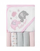 Mother's Choice Set cadou bebelusi cu 5 mini prosopele si prosop de baie cu gluga Little Love