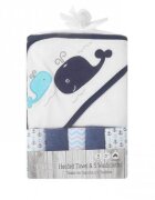 Mother's Choice Set cadou bebelusi cu 5 mini prosopele si prosop de baie cu gluga model Marin