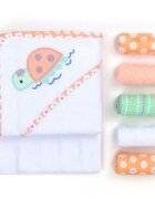 Mother's Choice Set cadou bebelusi prosop cu gluga si 5 mini prosopele Testoasa