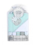 Mother's Choice Set cadou bebelusi prosop cu gluga si 5 mini prosopele zebra