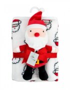 Mother's Choice Set cadou Craciun cu paturica din fleece si jucarie Santa