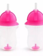 Munchkin Set 2 cani Any Angle Click Lock cu pai flexibil 296ml 12L+ pink