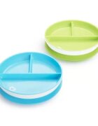 Munchkin Set 2 farfurii compartimentate Stay Put cu ventuza 6L+ bluegreen