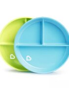 Munchkin Set 2 farfurii compartimentate Stay Put cu ventuza 6L+ bluegreen